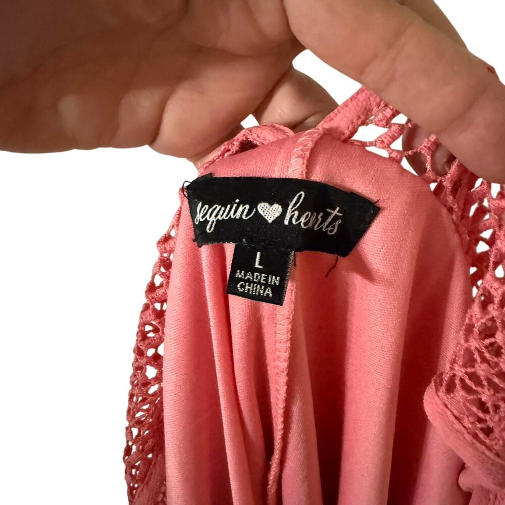 Sequin Hearts Cold Shoulder Pink Women's Size Large Dress - Picture 3 of 5